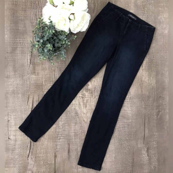 Anthro Level 99 Dark Wash Straight Leg Denim Jeans Size 27 - Picture 1 of 5